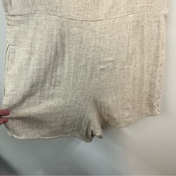 Madewell V Neck Button Down Linen Blend Romper - Picture 10 of 13